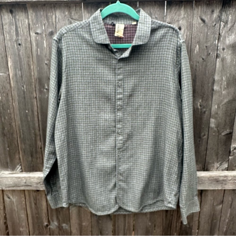 PLECTRUM By Ben Sherman Teal Gray Plaid Button Up Shirt Sz XL